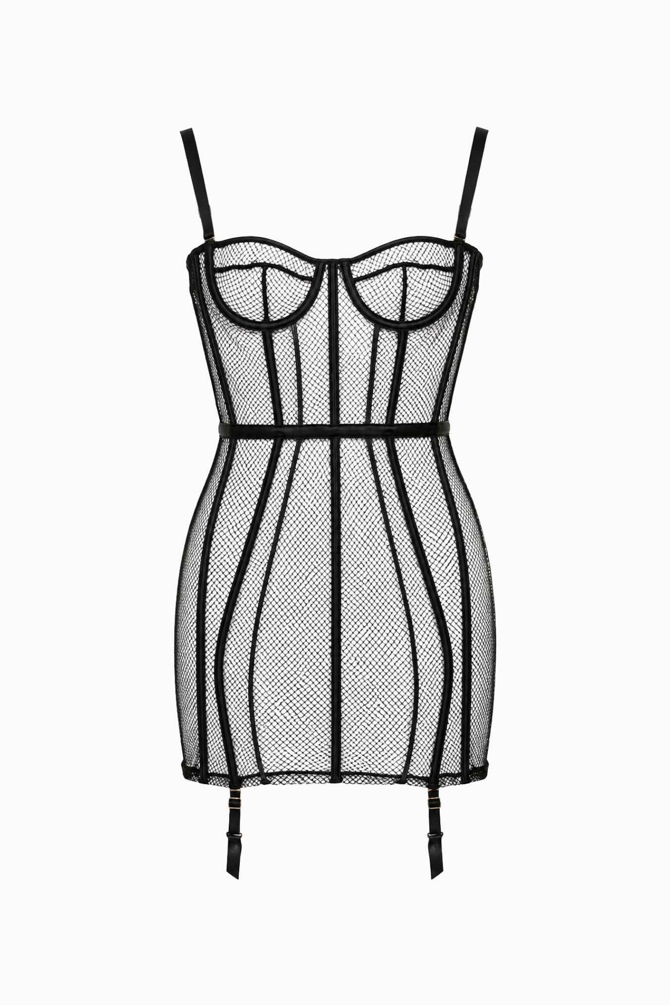 Tatiana Fishnet Bustier Dress Black – Size XXS | Archive Sample