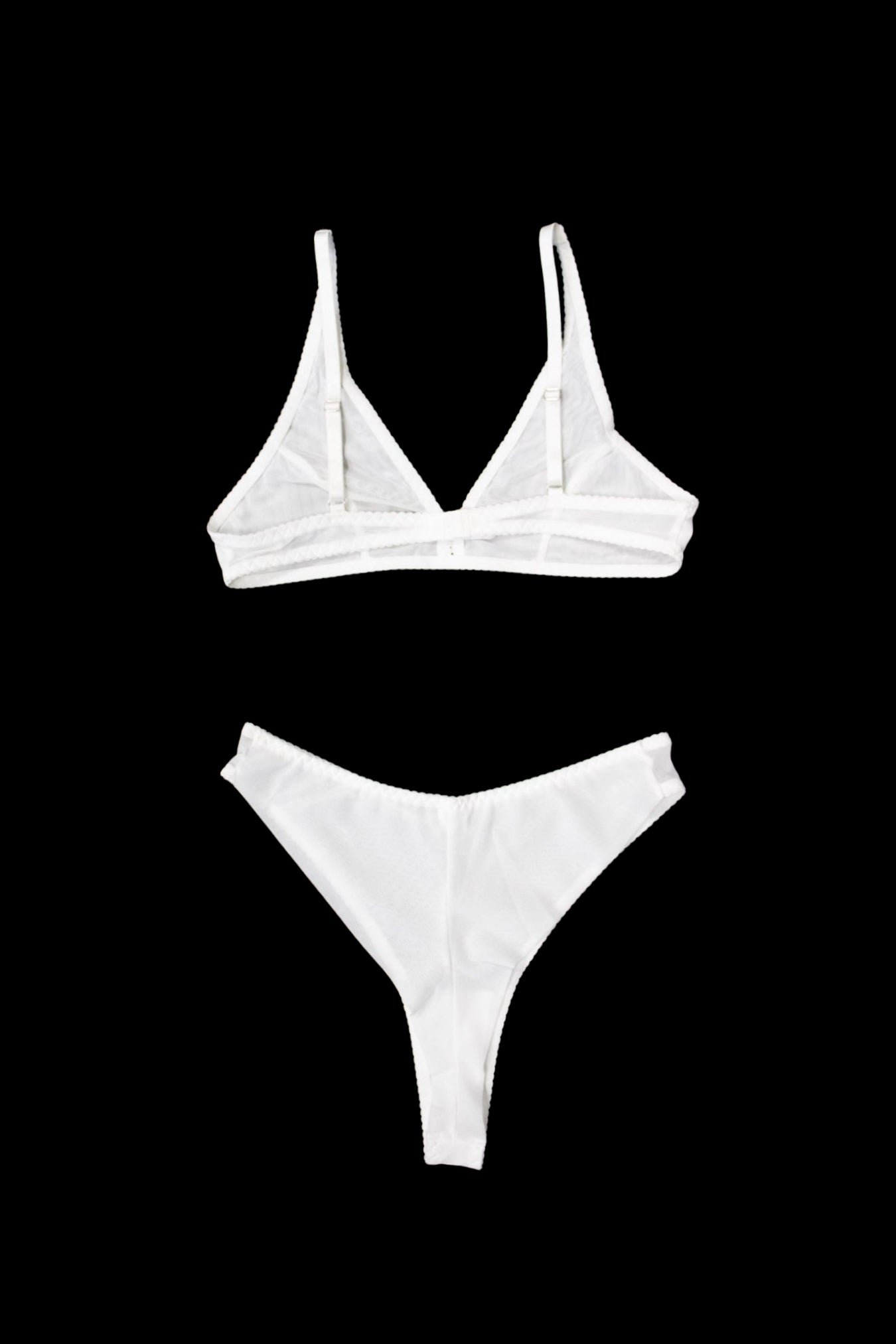 Mesh Triangle Bralette & High-Cut G-String Set White – Size S | Archive Sample