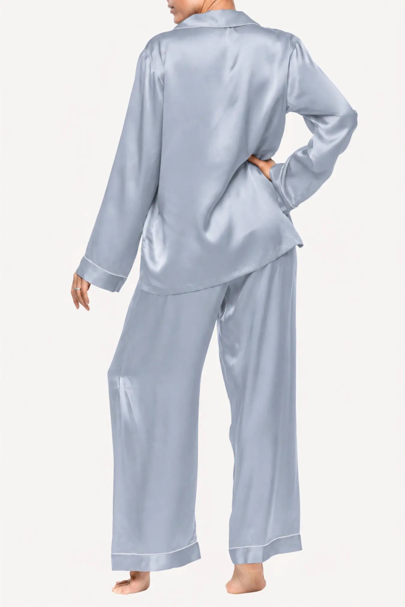 Alex Silk Long Pyjama Set Blue | Archive Sample Secondary image