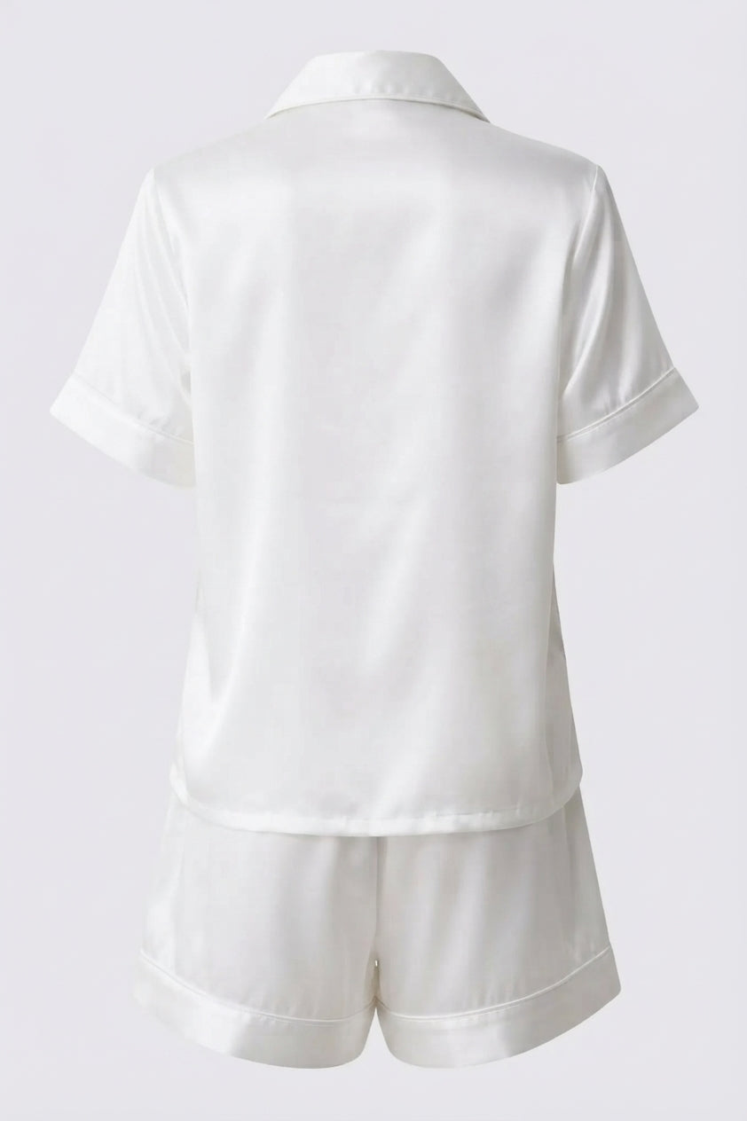 Alex Silk PJ Short Set in White | Archive Sample