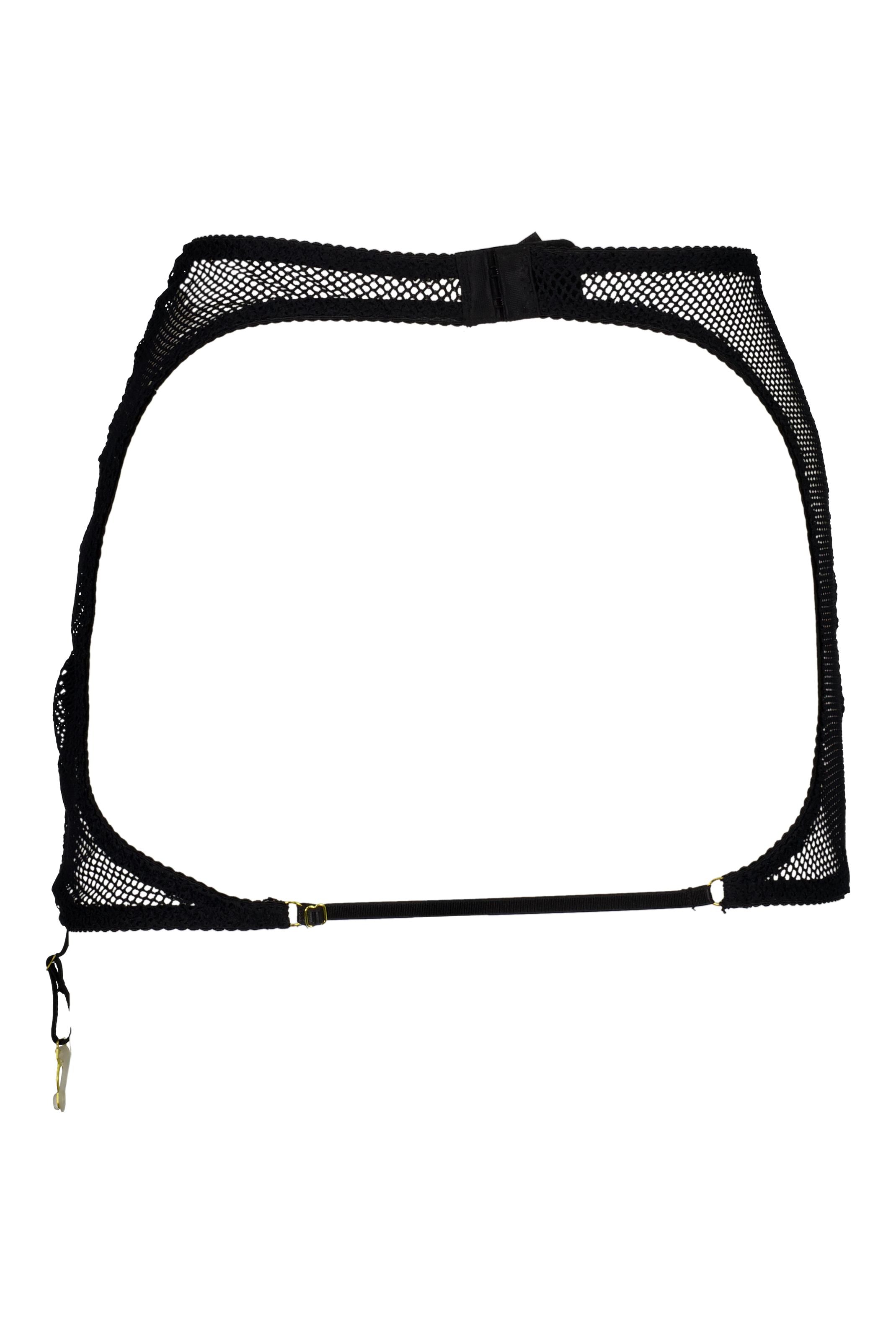Tatiana Suspender Skirt Fishnet Black