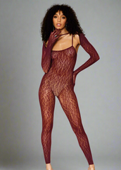 Catsuit Bodystocking & Shrug Burgundy