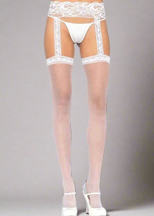 Stockings Lace Suspender White
